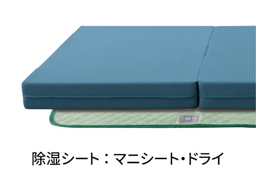 梅雨時や冬季には寝具と床の間に湿気が溜まりカビが発生しやすくなります。健康のために寝具を汗や湿気から守る、除湿・消臭・抗菌効果に優れた「マニシート・ドライ」のご使用をお勧めします。